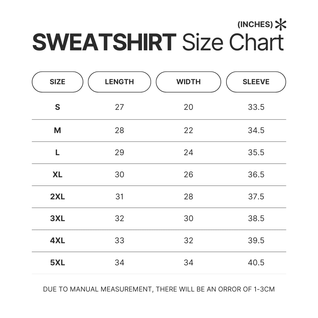 Sweatshirt Size Chart - Harry Styles UK Store