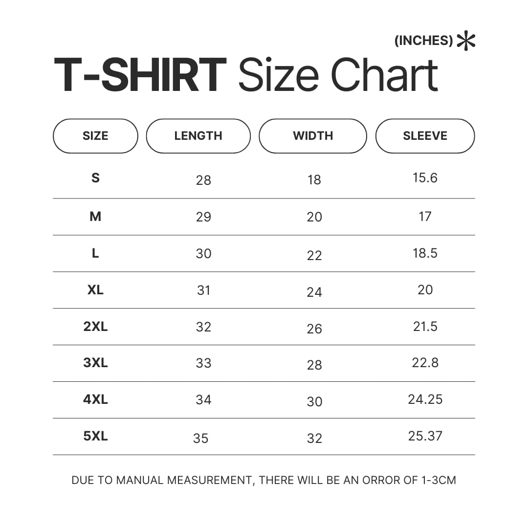 T shirt Size Chart - Harry Styles UK Store
