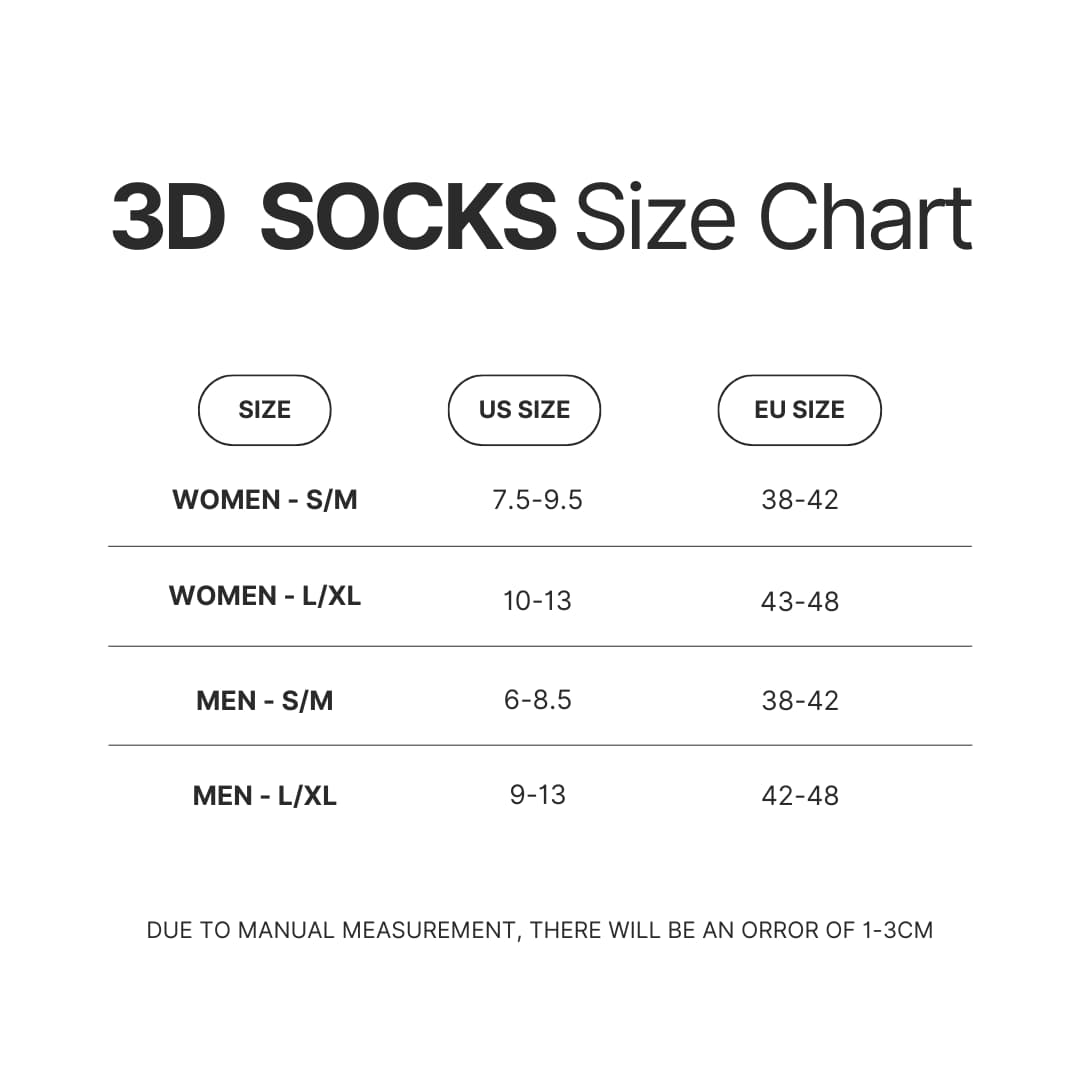3D Socks Size Chart - Harry Styles UK Store