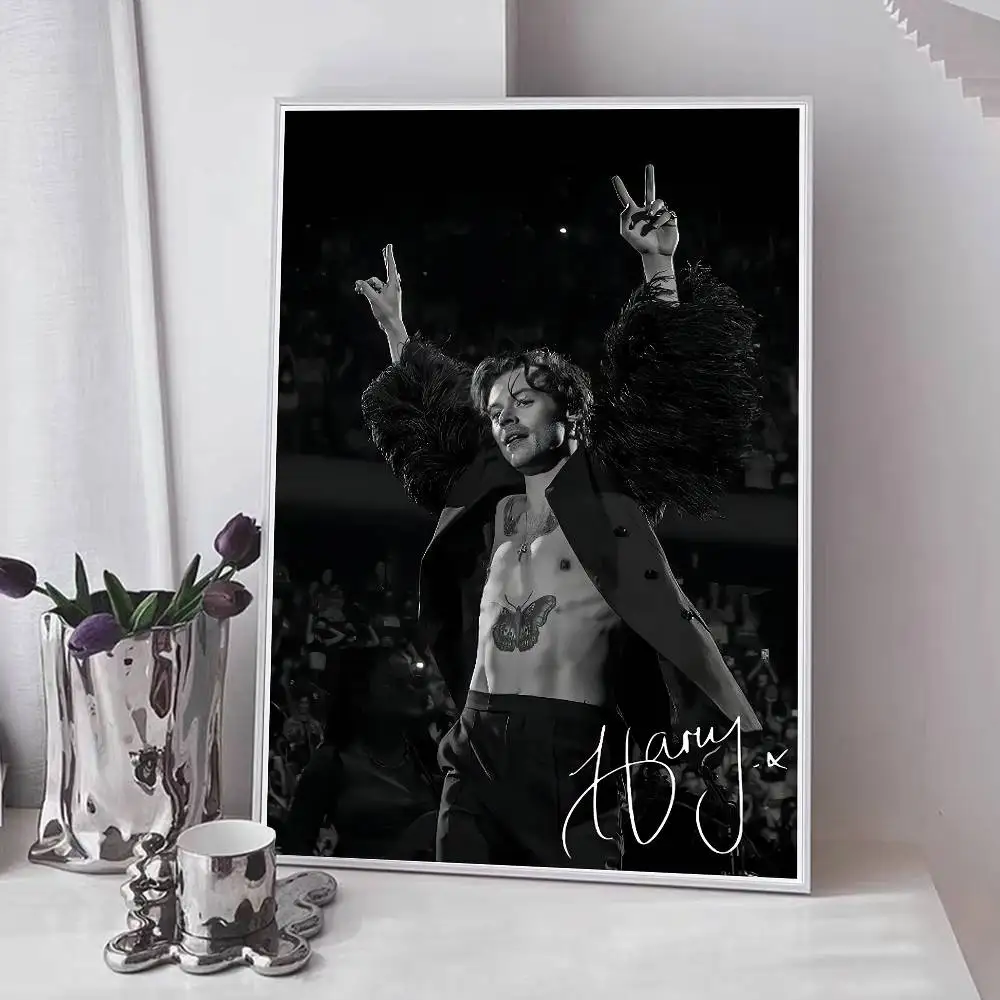 Harry Styles Black White Wall Art