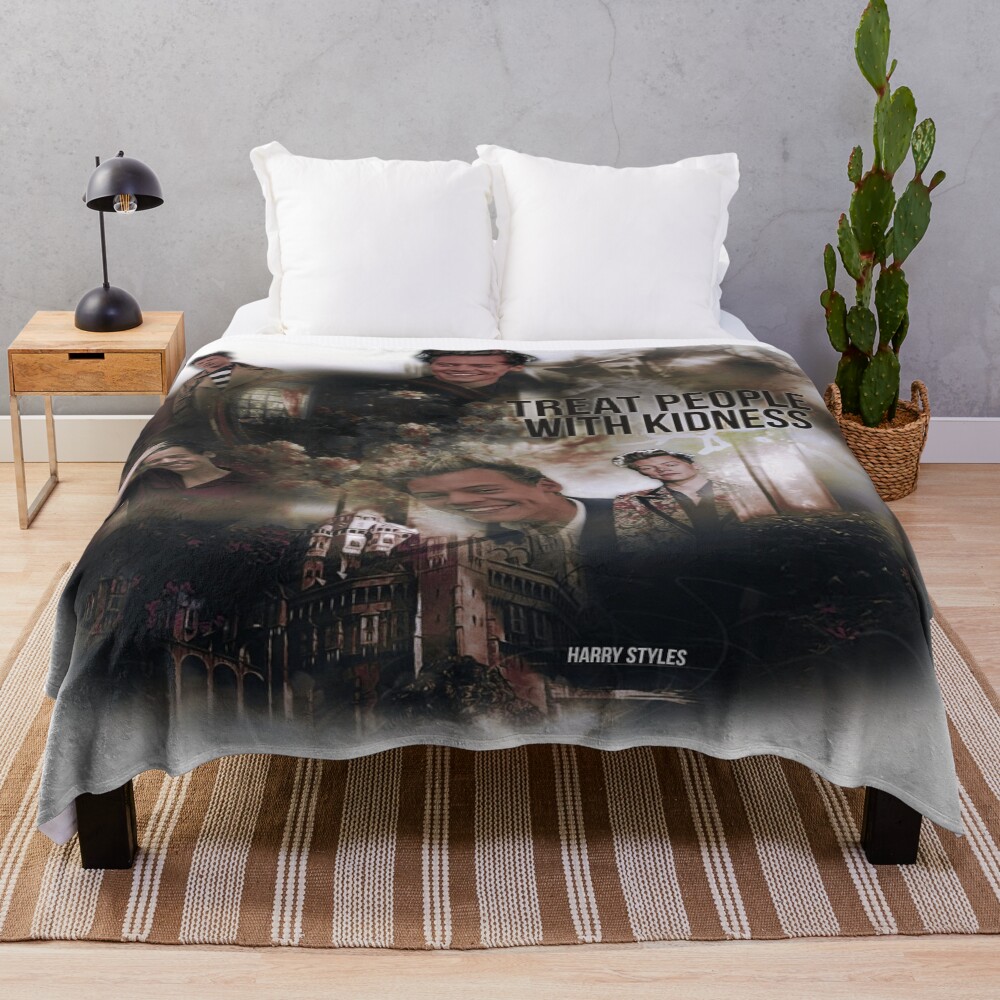 Harry Styles Initials Minimal Artwork Throw Blanket