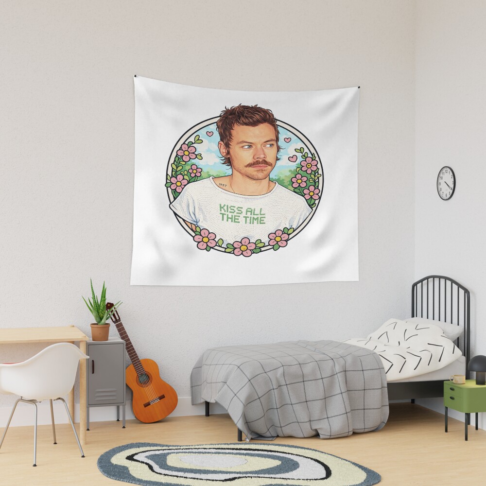 Kiss All The Time Aesthetic Quote Tapestry