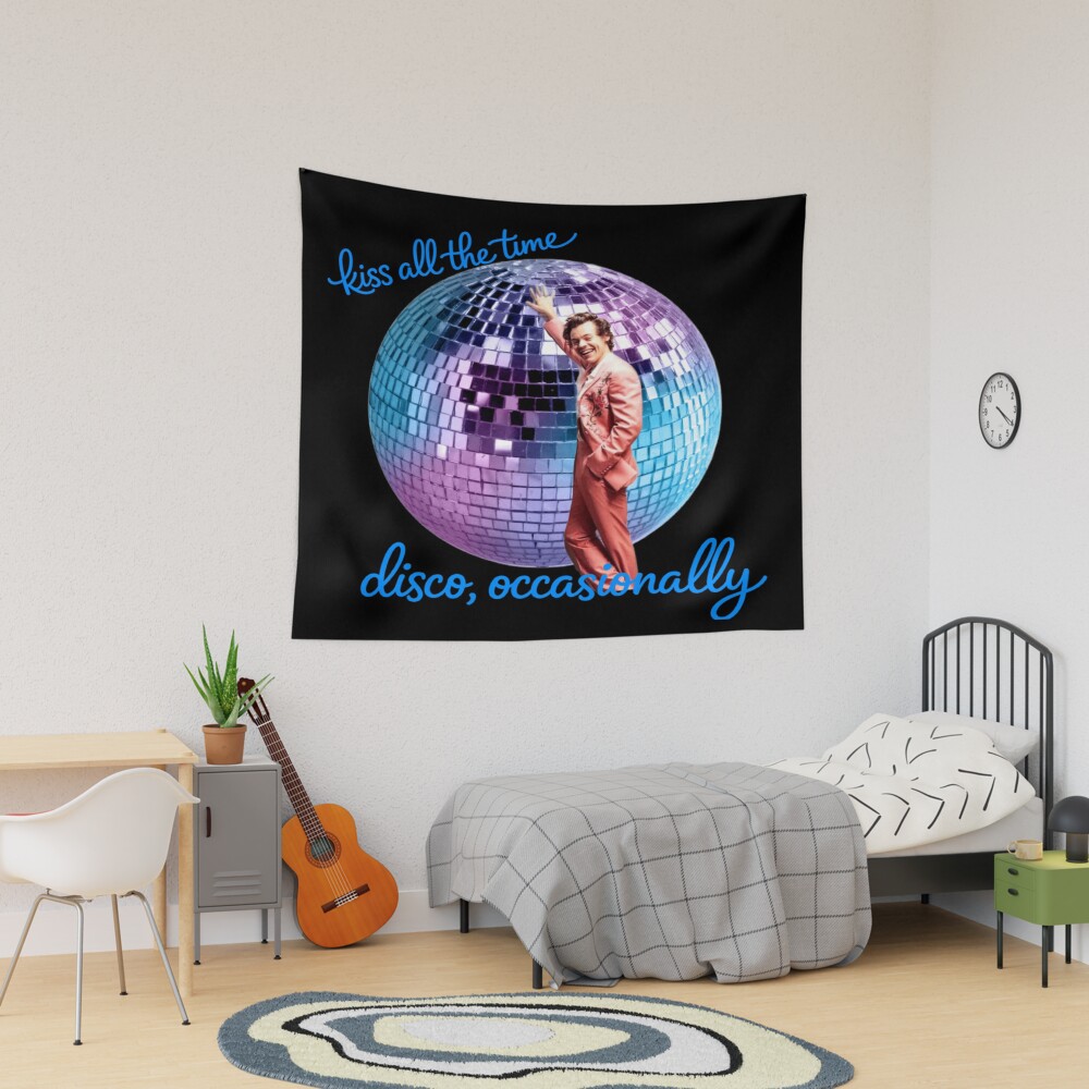 Harry Styles Kiss Disco Quote Art Tapestry